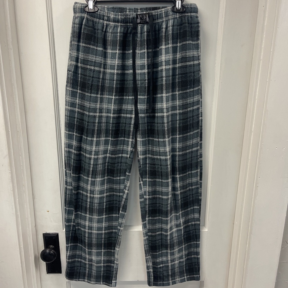 Lucky Brand Mens Blue Plaid Fleece Pajama Pants Sleepwear Large